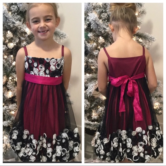 BONNIE JEAN party dress black pink white size 6X